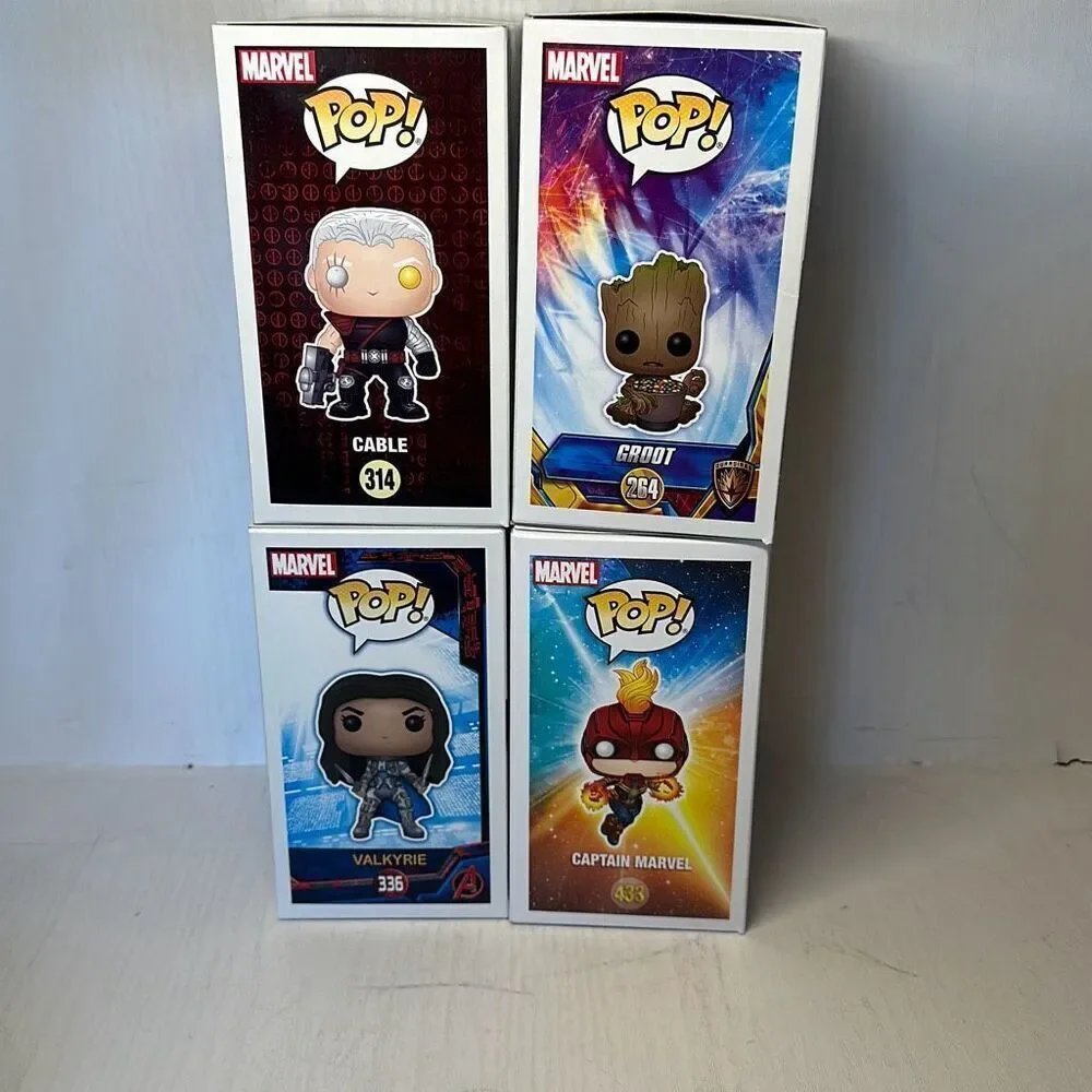 Funko Pop! Marvel 264 Groot #336 Valkyrie #314 Cable #433 Captain Marvel set of‎